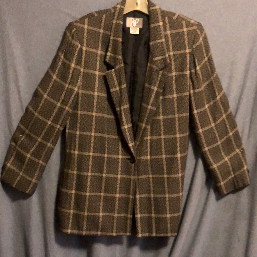 JP Collections taupe/black blazer fully lined size 14